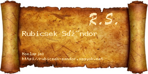 Rubicsek Sándor névjegykártya
